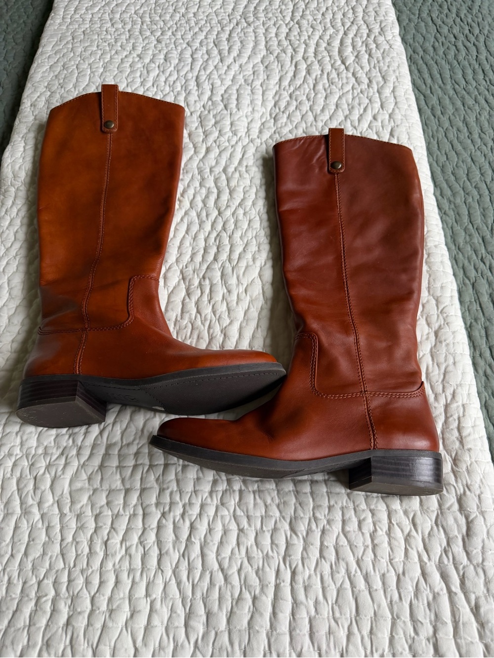 INC Women's Tall Leather Riding Boots - Cognac Brown